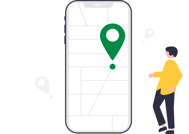 Person finding locations on a phone